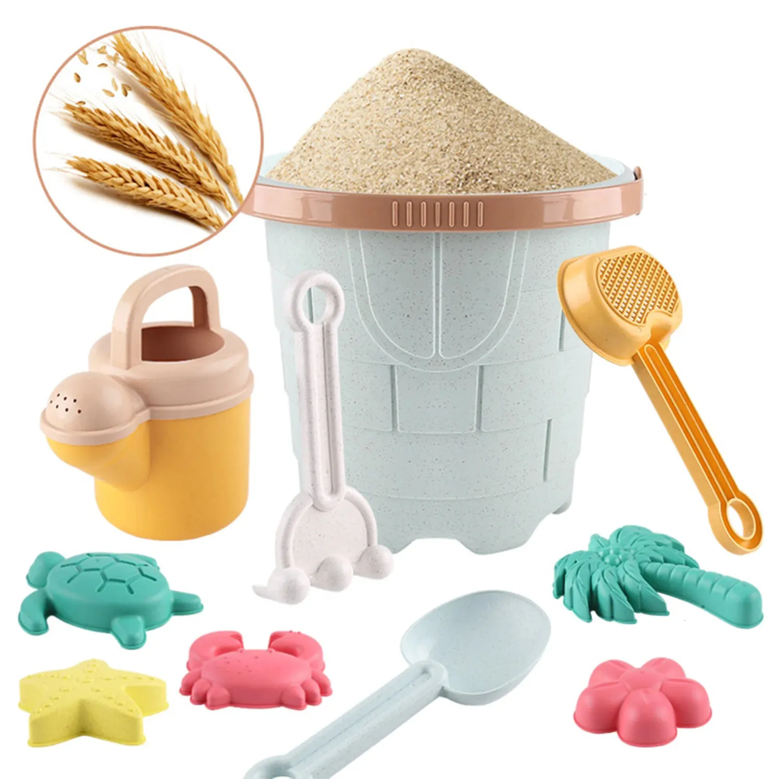 Beach Toys Sand Toys Set With Sifter Shovel Rake Watering Can