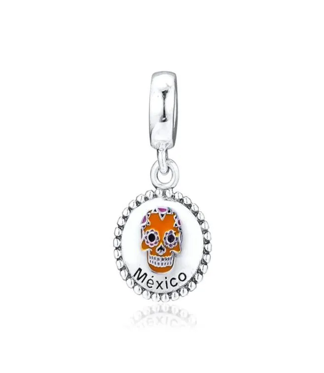 925 Sterling Silver Skull Mexico Day of the Dead Festival Dangle Charm Fit Style Charms Bracelets Necklace diy Jewelry for Women8273795