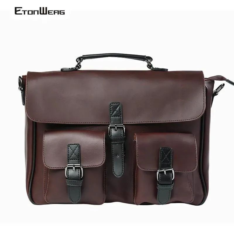 Bags Business Office Aktentasche Männer Marke PU Leder Handtasche Männliche Messenger -Messenger -Tasche große Box Laptop -Tasche Frauen Vintage -Tasche