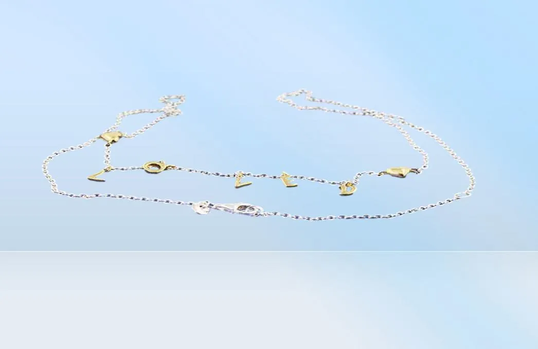 Новое 925 серебряное колье стерлингов Shine Love Script Collier Ожерелье для женщин Свадебный подарок Европа DIY Jewelry5958162