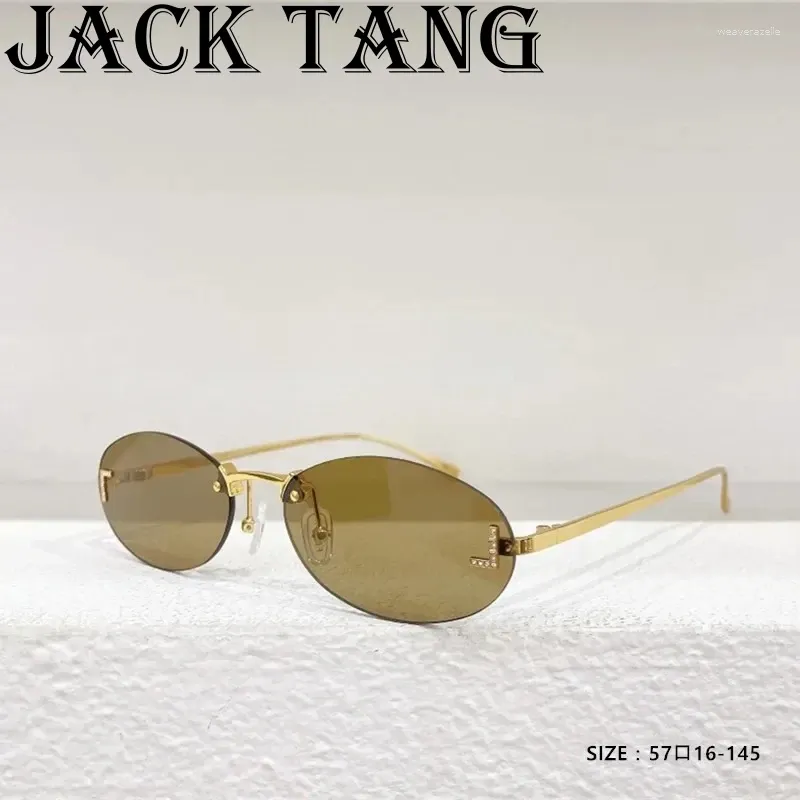 Sunglasses Trend Product 2023 Women's Oval Rimless Gold And Silver Metal Fashion Brand Designer Small Frame