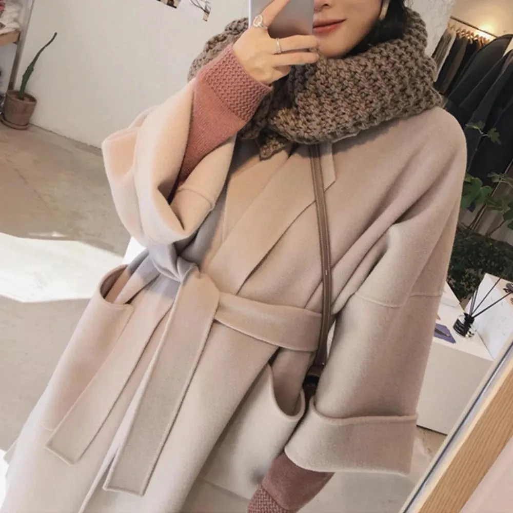 Jackets Korean Long Wool Woll Coat Cashmere Woman Winter Casual Gray Woolen Women Elegant Overcoat Thick Fashion Outerwear Jacket