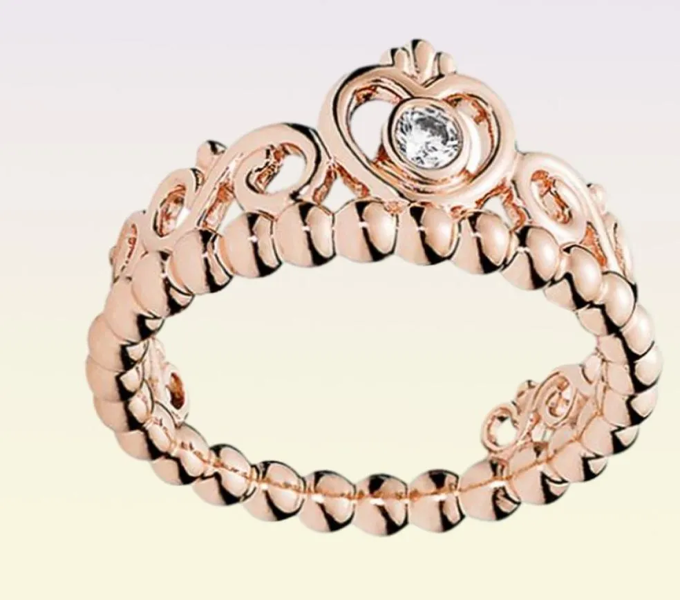 ANELLO di gioielli per ragazze da donna carini Anelli in argento sterling 925 in oro rosa 18 carati per anelli con corona Princess Tiara con scatola logo originale8390513
