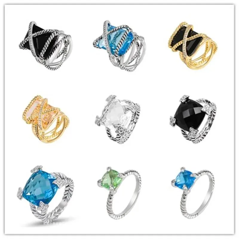 Anéis Dy Twisted trançados com box rings designer jóias de moda para homens mulheres clássico 925 Sterling Silver Ring Free Vintage