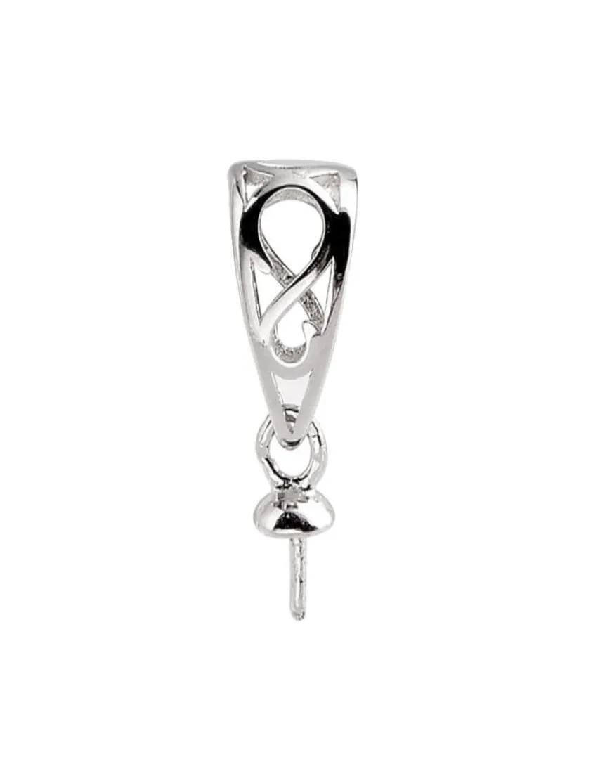 Pendant Bail Pearl Settings Fine Jewelry DIY S925 Connector Small Charm 925 Sterling Silver 10 Pieces1974249