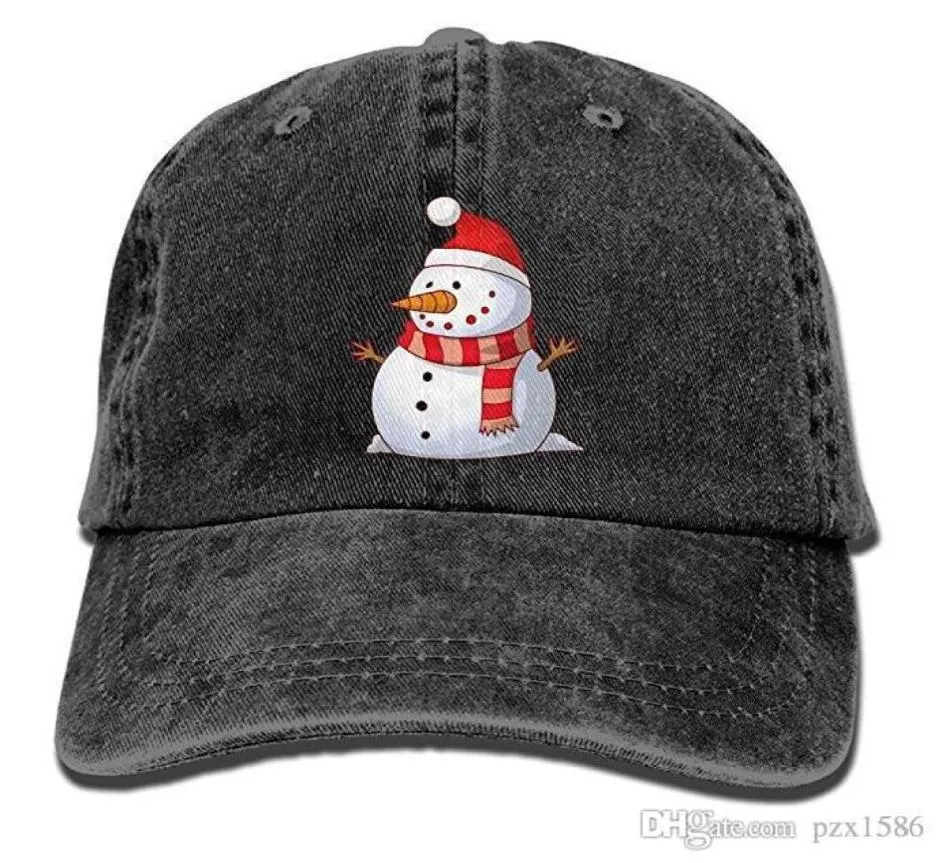 PZX Men Women039S Söt snögubbe Xmas Justerbar bomull Denim Baseball Cap HAT7086548