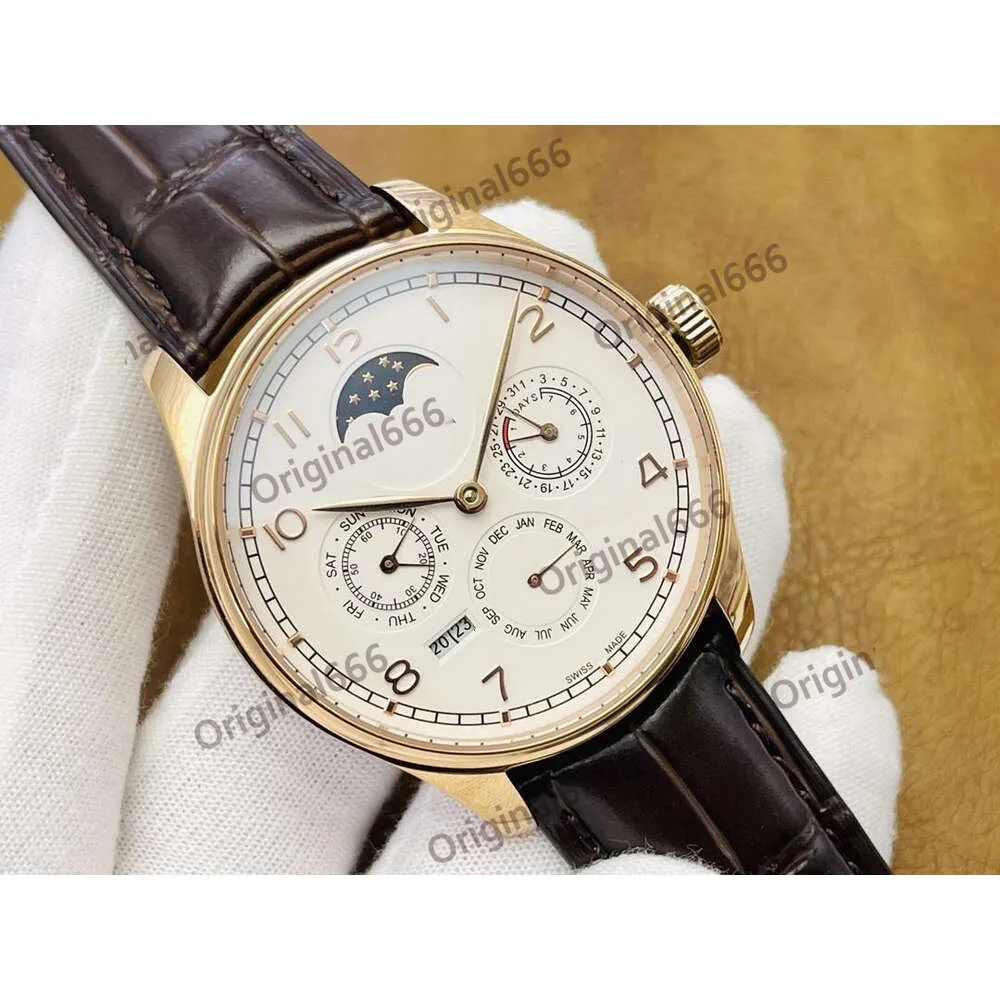 designer menwatch iwc watch mens portugieser Gold watches 5A high quality auto mechanical uhren all dial work moonphase watchmen back transparent montre pilot 6D07