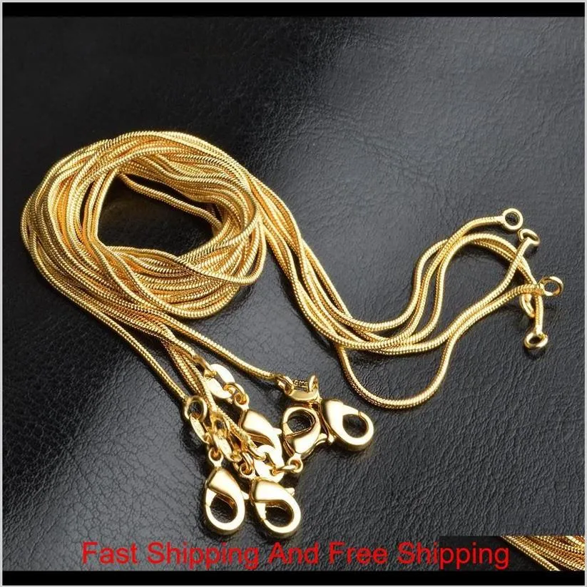 Promotion 18K Gold Chain Necklace 1Mm 16In 18In 20In 22In 24In 26In 28In 30In Mixed Smooth Snake Unisex Necklaces Vymr9216f