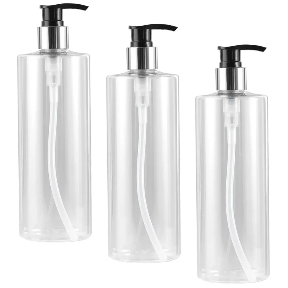 3pcs 500ml Pressione garrafas de bomba transparente Garrafa de gel redondável Soastizador reutilizável Sanitizador de mão 231222