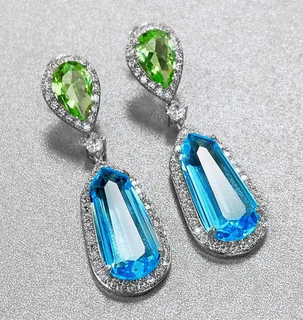 Pendientes colgantes largos de lujo, pendientes largos de perlas para mujer, circonita cúbica geométrica grande, accesorios elegantes para fiesta para mujer, moda 4213675