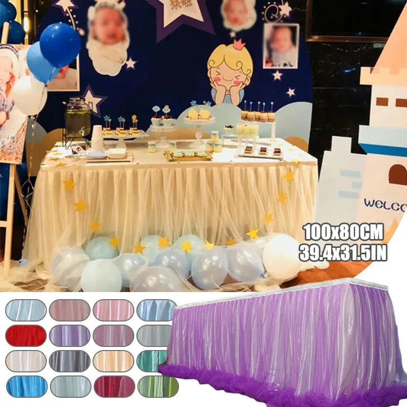 Tulle bord kjol mesh bröllop årets fest baby födelsedag layout dekor el leverans fluffy garn dessert trasa 231225