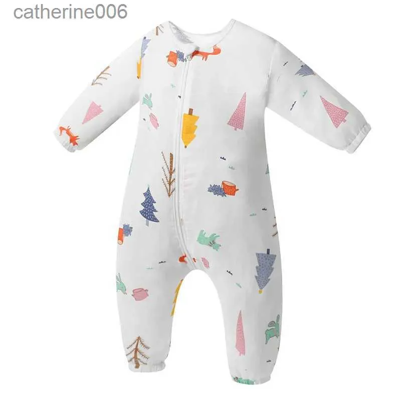 Sacos de dormir HappyFlute 0 ~ 6 años de manga larga, pijamas de verano, muselina suave de algodón, tela transpirable para bebé, saco de dormir L231225