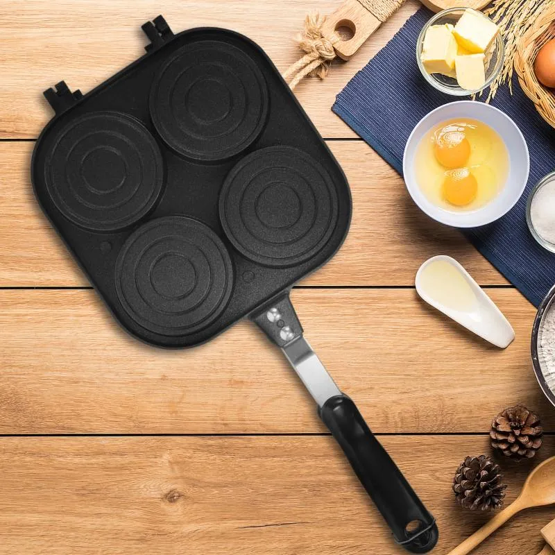 Pans Wheel Pie Pan Four-hole Egg Sandwich Non-stick Cooker Aluminum Alloy Kitchen Accessory Frying Supplies