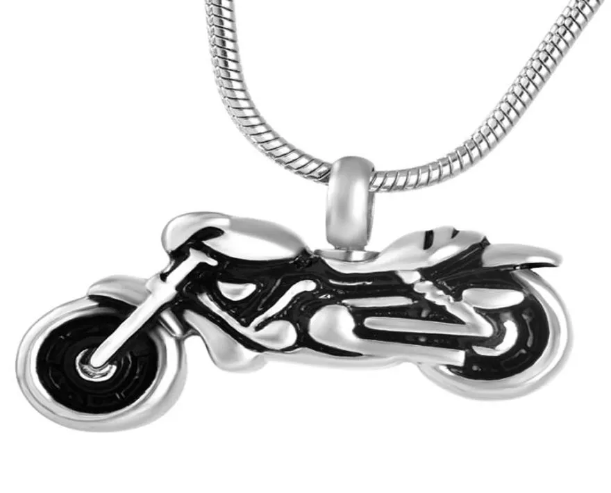 H8605 316L Rostfritt stål Vintage Motorcykelcyklist Pendant Cremation Smycken Keepakes Memorial Urn Halsband för Ashes5281187