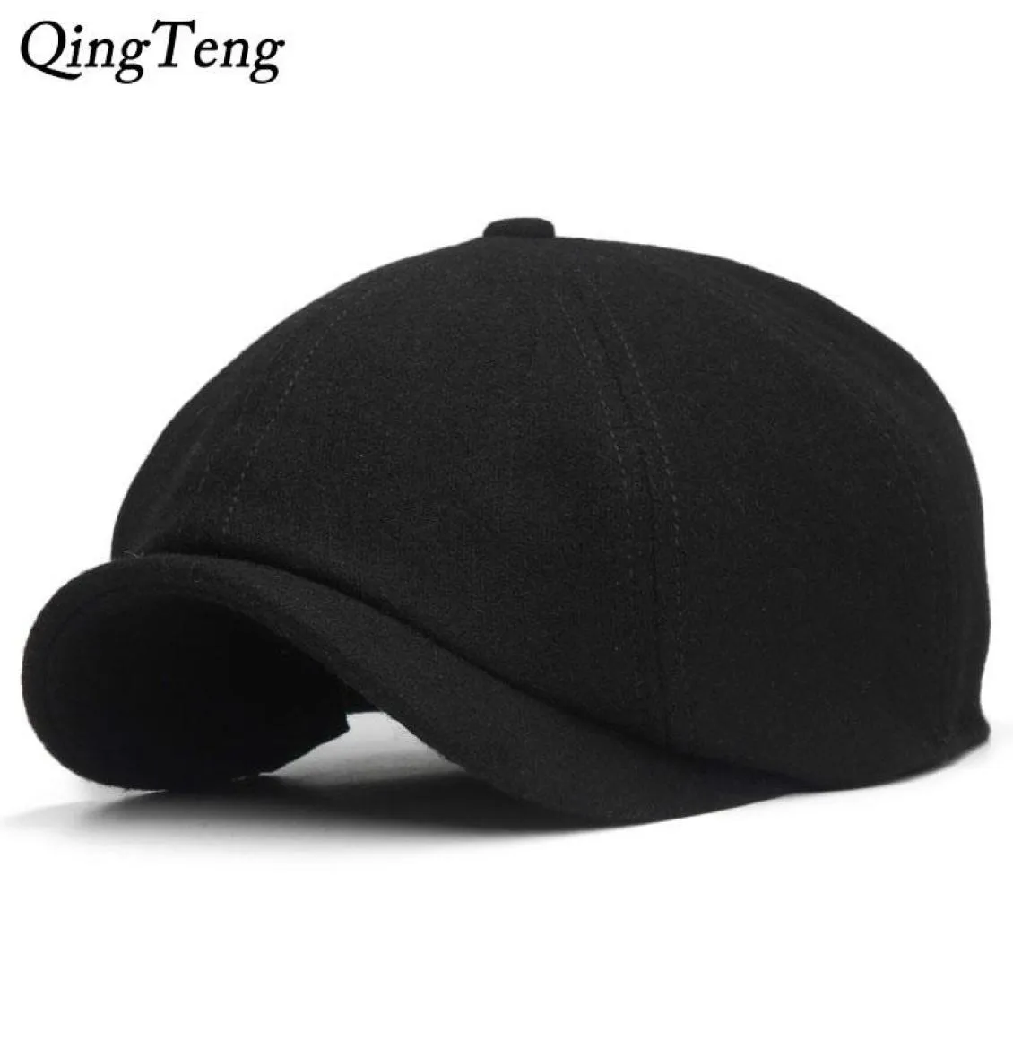 Sólido Negro Vintage Hombres Boinas Gorras Boina de lana Sombrero Gorras con visera francesa Gorra de vendedor de periódicos informal para mujer Boinas de hiedra de lana Sombreros de calabaza6791332