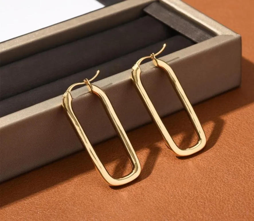 French Fashion Stud Simple Rectangular Earrings Ins Cold Wind Trend Personality Titanium Steel Hundred Matching Gifts9429514