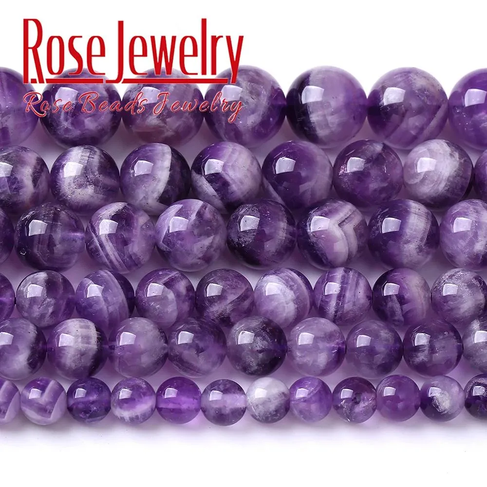 Perlen Großhandel Naturstein Traum Spitzenfarbe Purpur Amethysts Kristalle runde losen Perlen 15 "Strang 4 6 8 10 12 mm für Schmuckherstellung