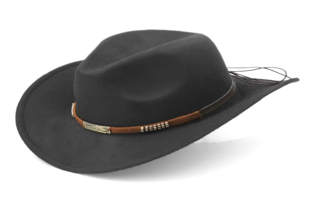 Chapeau de cowboy occidental pour enfants garçons filles, casquette de cow-girl à large bord avec décorations de bande travaillées à la main pour Halloween, Noël, anniversaire 4514639