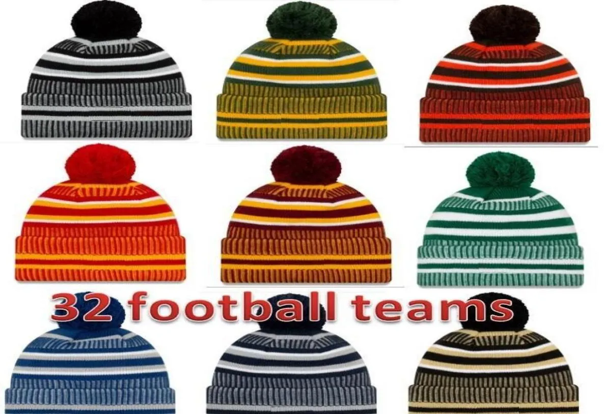 Hat Factory directamente Nueva llegada Sideline Gorros Sombreros Fútbol americano 32 equipos Deportes invierno línea lateral gorros de punto Gorro tejido6424152