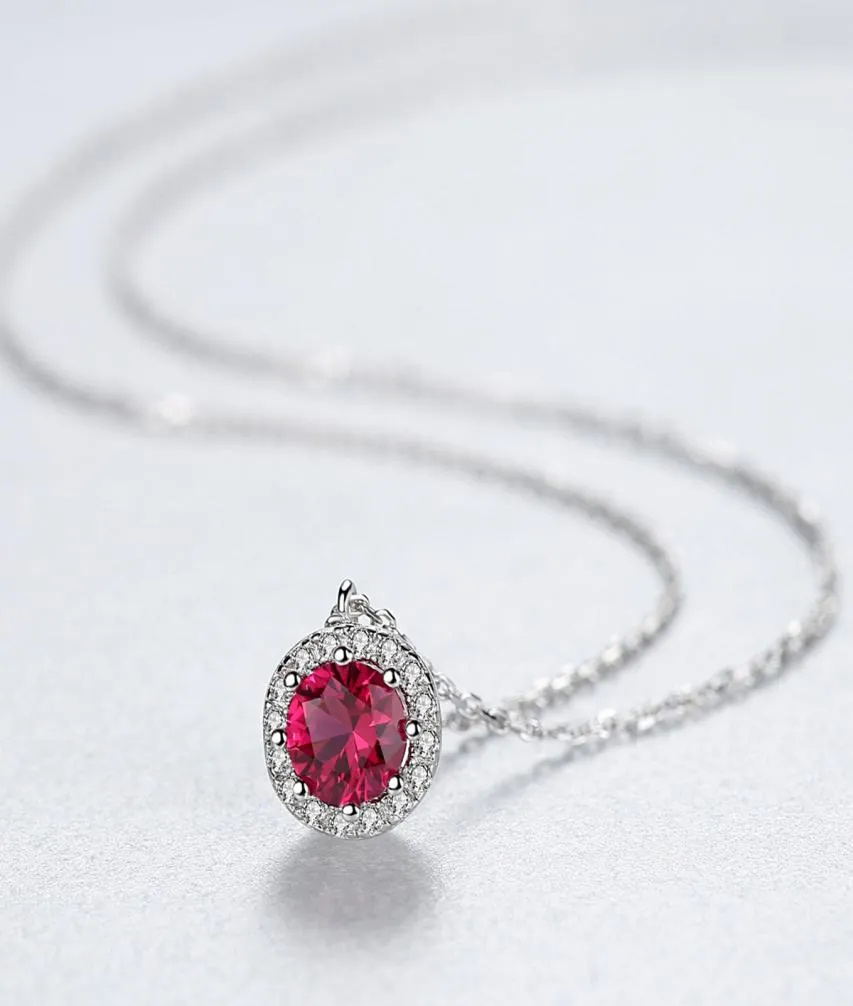 New Exquisite Luxury Synthetic Ruby s925 Silver Pendant Necklace Women Jewelry Korean Fashion lady Micro Set Zircon Collar Chain N6486918