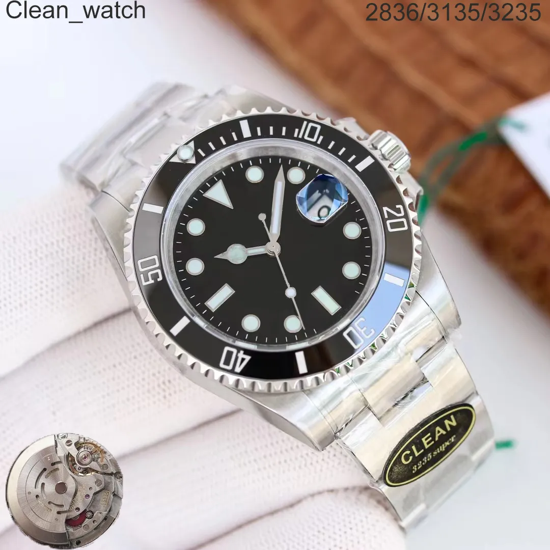 Top 16610 Sports Watches Men Business 2836 3135 3235 Automático 904L Aço inoxidável Black Luminoso de mergulho à prova d'água 40mm 41mm Wristwatch Clean