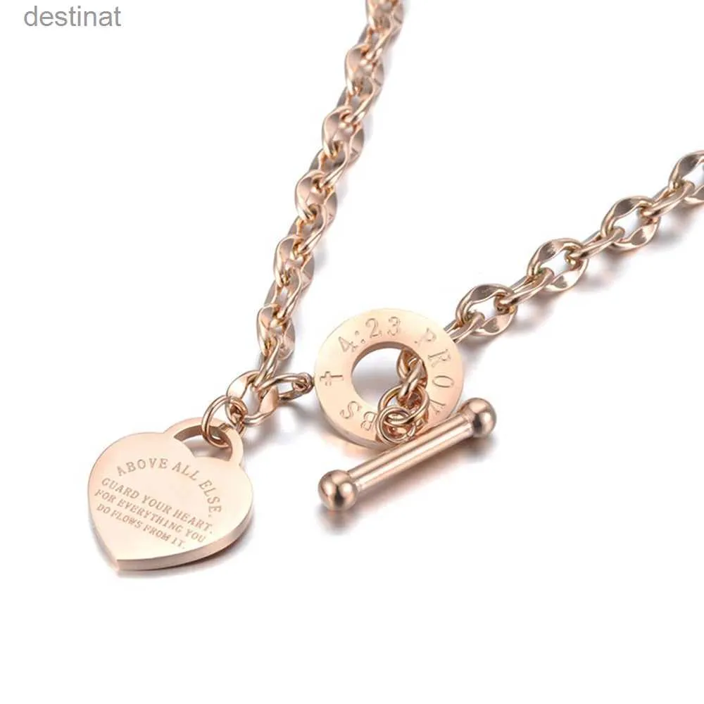 Colliers perlées titane en acier inoxydable coeur charme pendentif colliers bijoux classic love proverbes 4 23 o-chain collacel231225