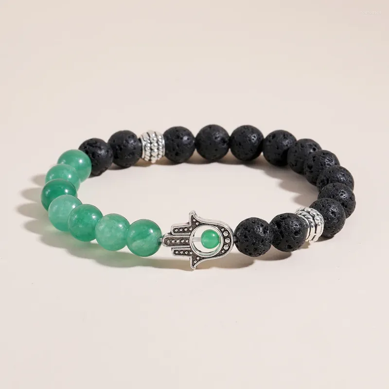 Strand Oaiit 8 mm Green Dongling Chalcedony Natural Stone Bracelet femelle Volcanic Fatima Meditation de guérison bijoux