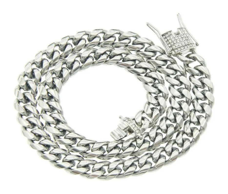 Menshalsband Hip Hop -kedjor Crystal Diamond Necklace för kvinnors hiphop guld silverpläterad vacker titanstål kubansk kedja n2941180