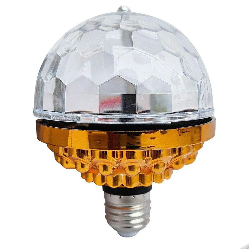 Dekoracja imprezy E27 Obracanie magicznych świateł kulowych atmosfera mini RGB lampa projekcyjna DJ Disco Balls Light Christmas KTV Bar etap W DHzs0