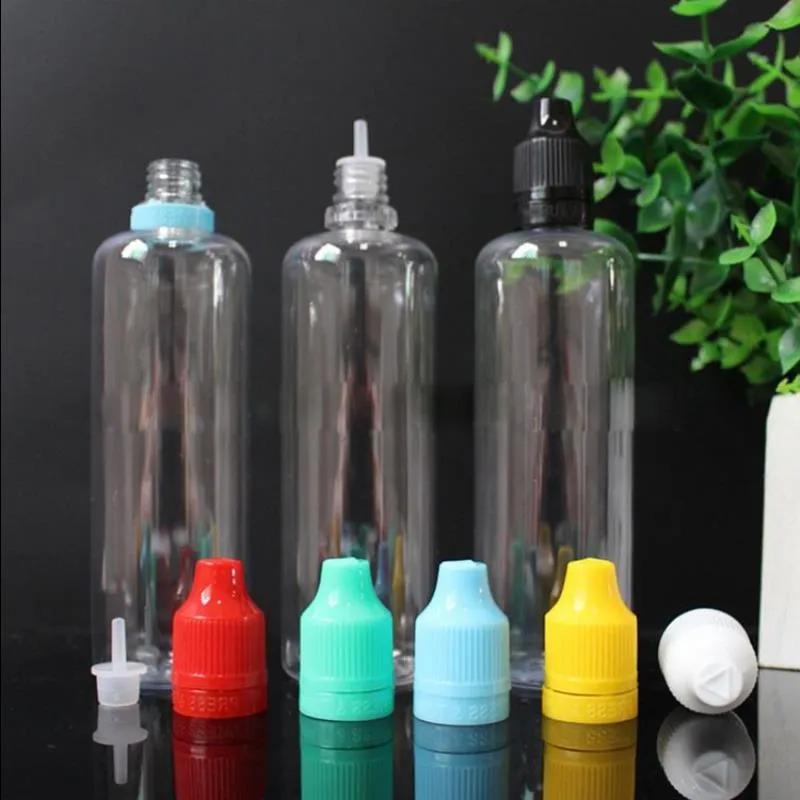 550pcs / lot Tamper Prooger Capes à l'épreuve des enfants 100 ml E Liquide Bottle Clear 100 ml Bouteille vide Pet Plastic Plastic Poutter Poutter Dhl RKMXW