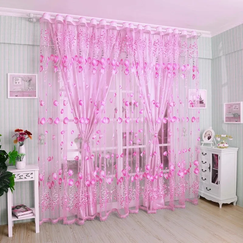 1pc modern tyllgardiner för vardagsrum lila barn sovrum dörr kort kök fönster kreativ drapering 231225
