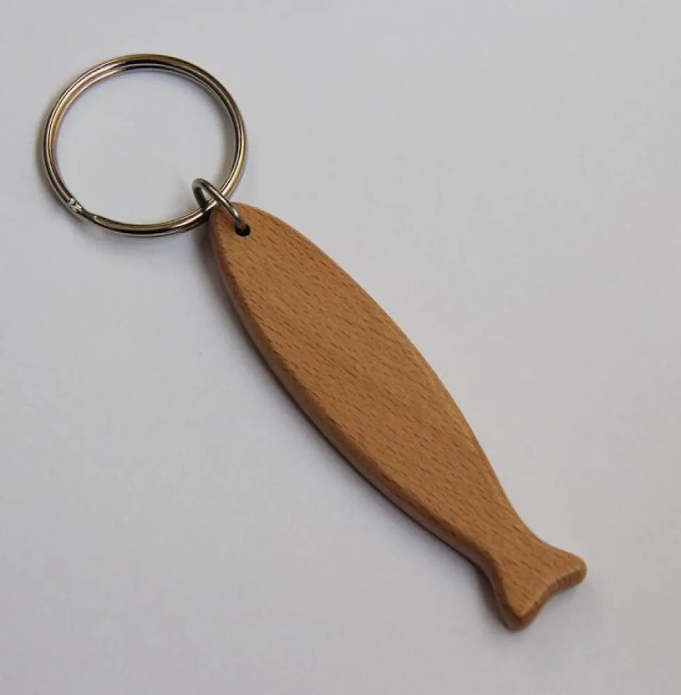 Partihandel 50st Blank Fish Wood Key Chain DIY Promotion Anpassad nyckel S PREMOTION GEVER -Gratis frakt5105811