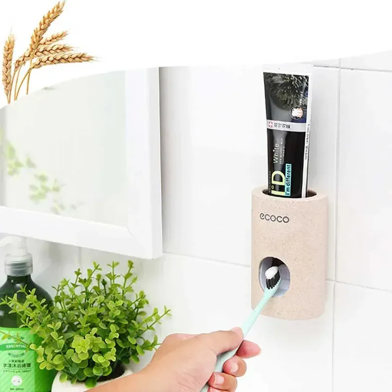 ECOCO Wall Mounted Toothbrush Holder With Automatic Toothpaste ...