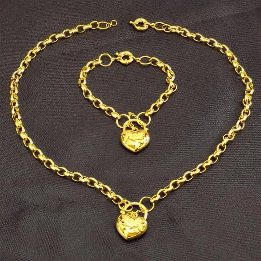 Желто -золотое вакуумное покрытие сердца Belcher Padlock Bracelet Bracelet For Women Ожерелье273O