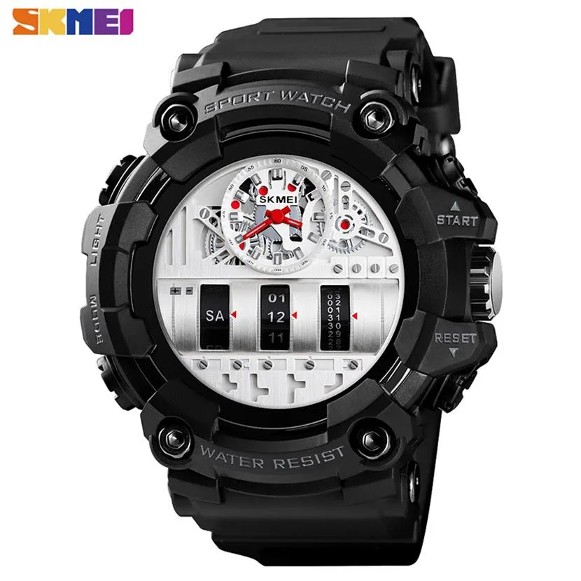 Skmei Fashion Cool Quartz Watch Men 2 Time Waterproof Shock Resistant Wrist Watches Mens Pu Leather Sport Clock for Men 1557 Q05242329