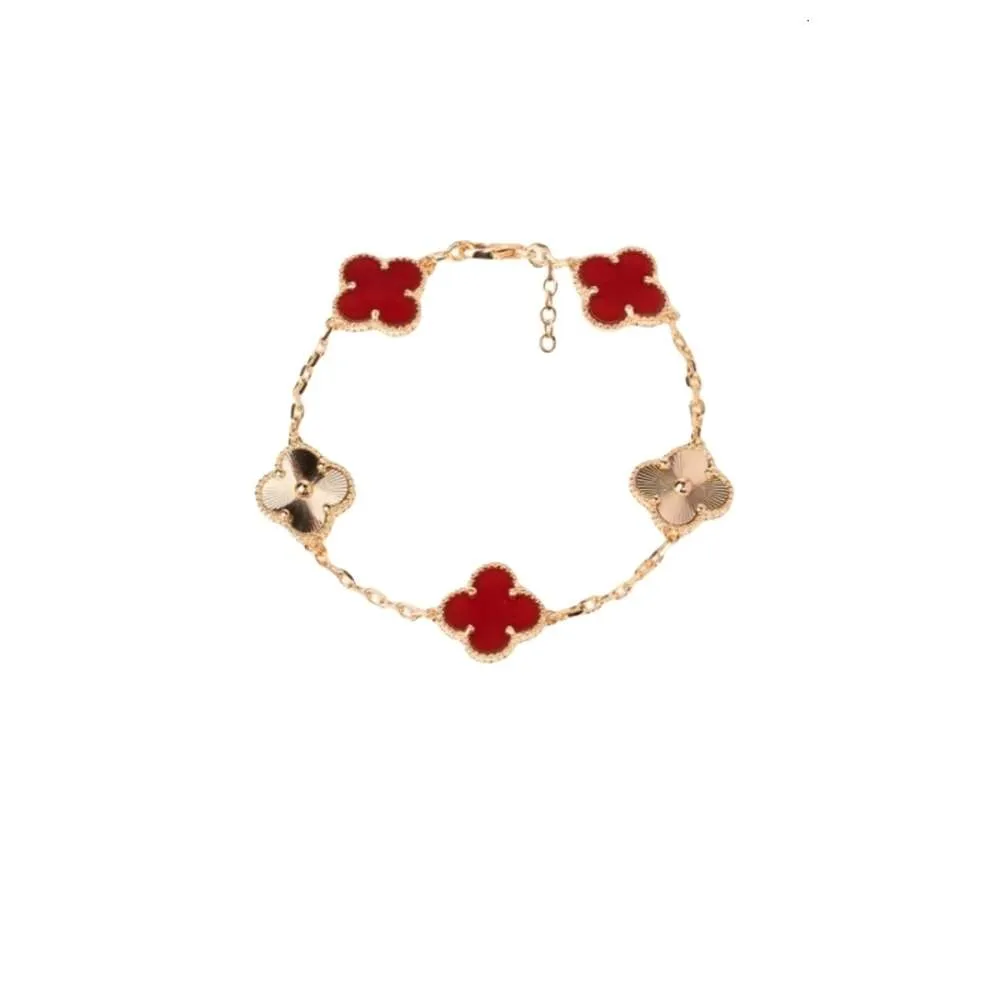 Van Clef Diseñadora Pulsera Joya Mujeres de calidad Originales Braceletas Flower Hoja Pulsera de hierba Regalización de mujeres