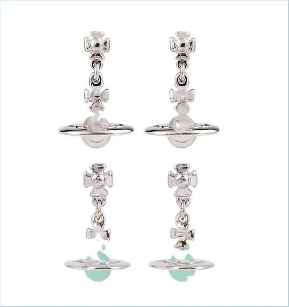 Charm Charm Womens Designer Sier Diamond Noby Fl Planet Trzy-nsionalne kolczyki Haczyk Punk Drop dostawa 2021 Kolczyki biżuterii Dzień Dheos4896307