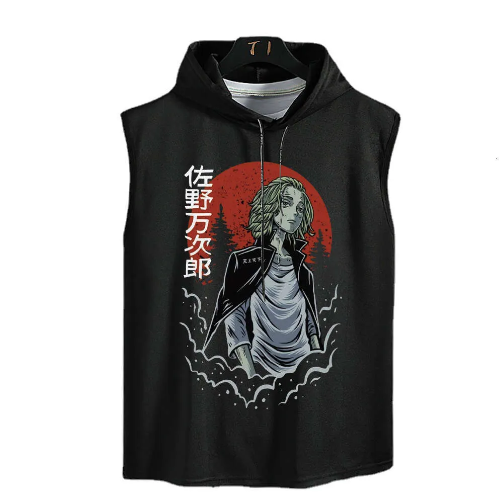 Tokyo Revengers Top Mikey Overdized T-shirt Anime Printed Tank Tops Men Women Casual Vest Chifuyu Hooded Sleeveless Shirts