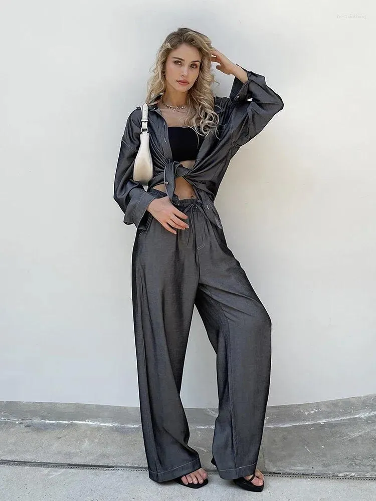 Women's Summer Outfit Set Lightweight Linen Pants Long Sleeve Blouse,  Casual Two Piece Set, Beach Vacation Style Shop Now!