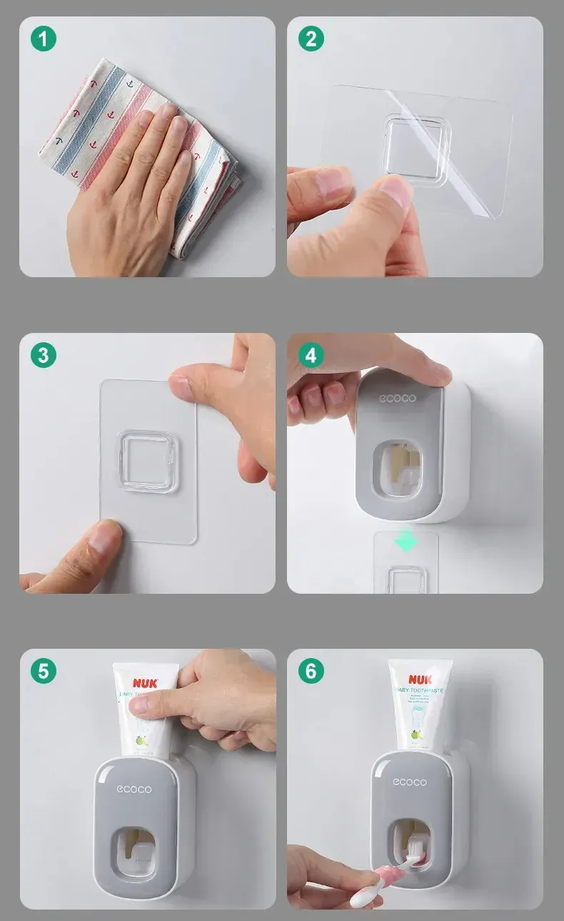 ECOCO Wall Mounted Toothbrush Holder With Automatic Toothpaste ...