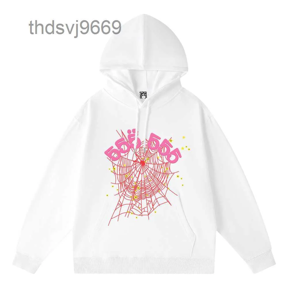 Svartvit designer hoodie womens modekläder baseball pullover högkvalitativ skumtryck spindel web grafisk rosa tröjor y2k pullovers jacke fq3c