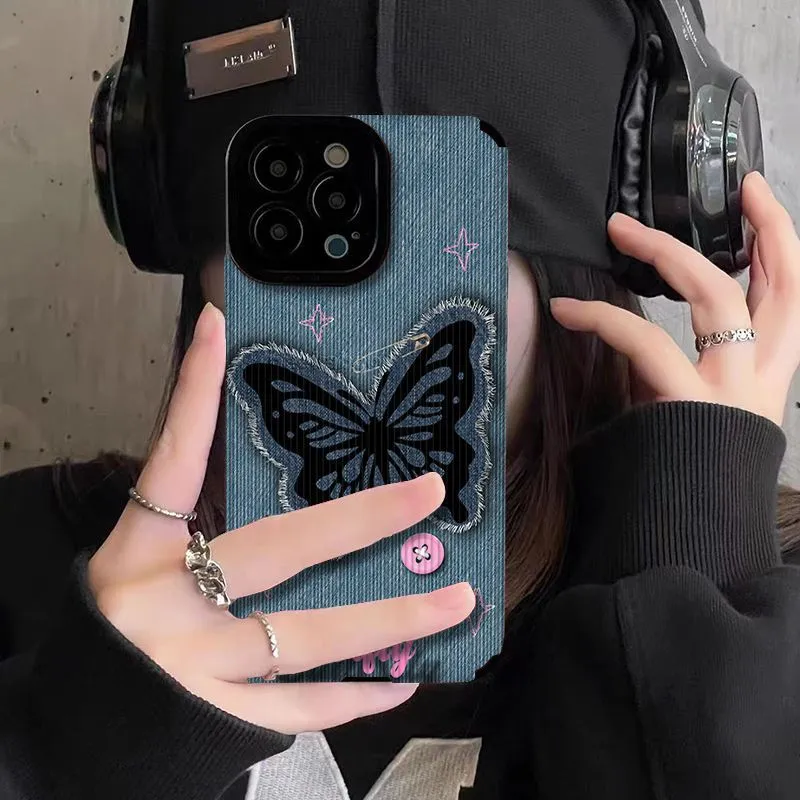 Cowboy Butterfly Pattern Creative Phone Case For iPhone 15 14 13 11 12 Pro Max 7 8 Plus X XS Max XR Shockproof Soft Back Cover Accessories 