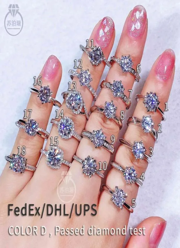 SUBRELI ColorVVS Ring Für Frau Diamant Ringe Band S925 Sterling Silber Edlen Schmuck Moissanit Stein Großhandel3683735