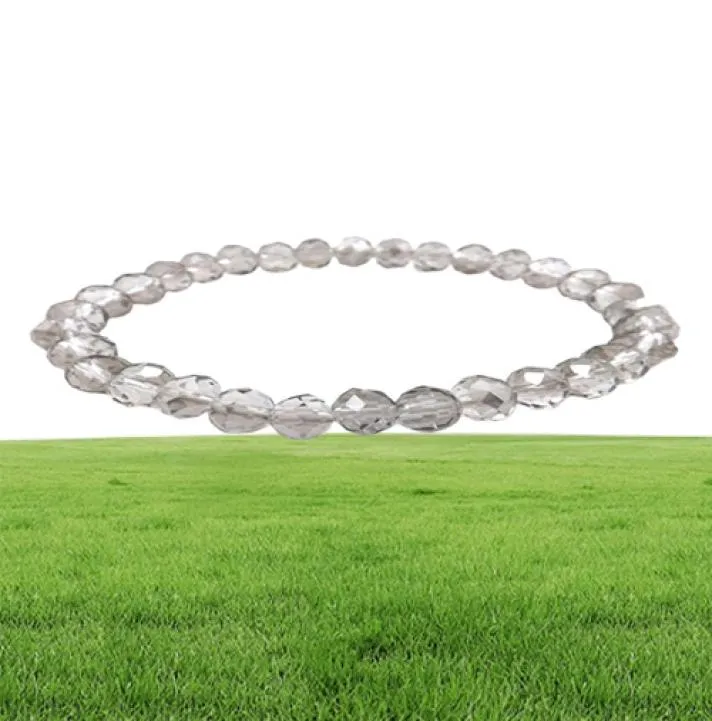 Transparent grå 8mm fasetterad kristallpärlband för kvinnor Enkel stil stretchiga armband 20pcslot hela69344649472611