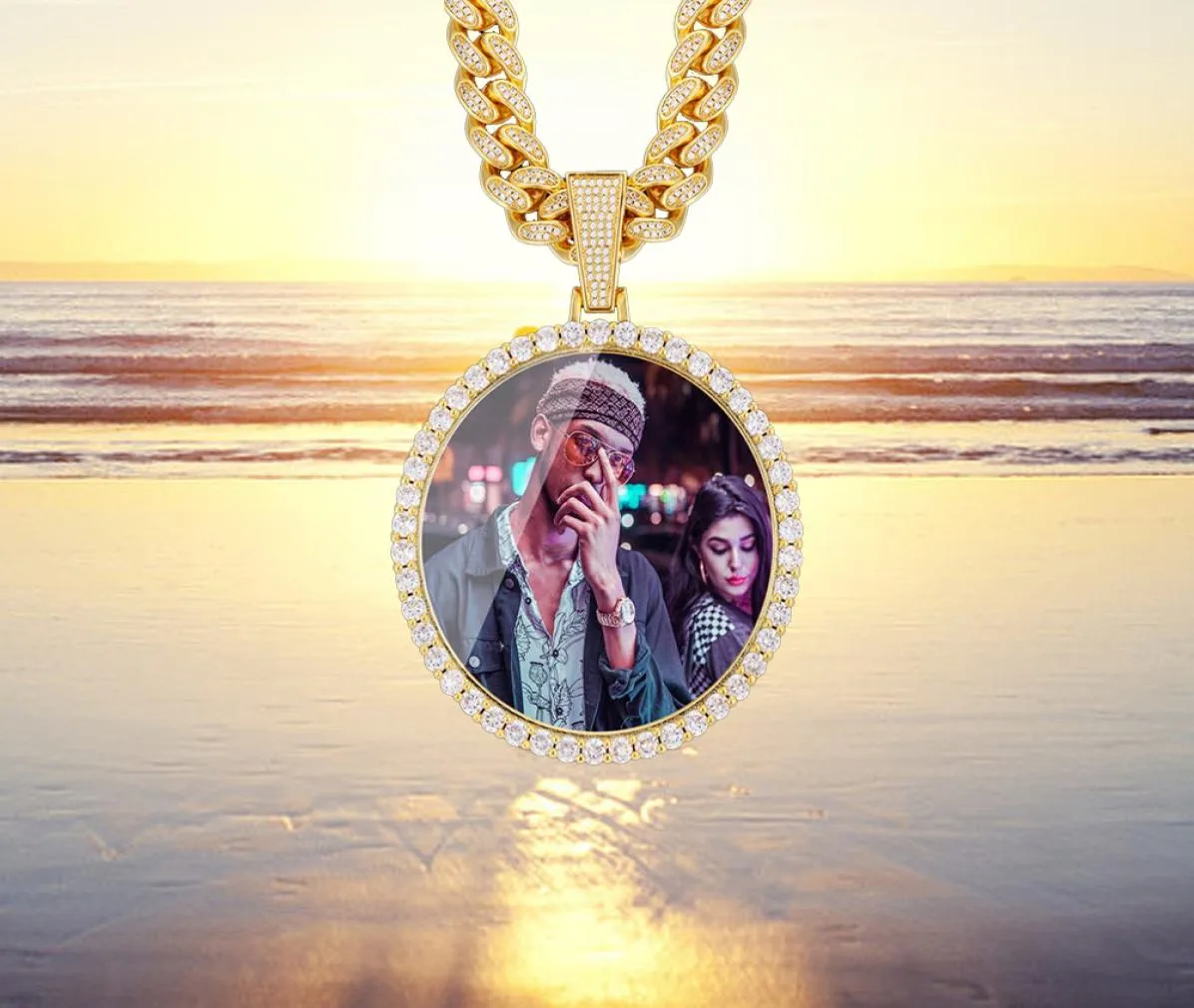 Nieuwe Oversize Grote Ronde Aangepaste Foto Hanger Ketting Persoonlijkheid Men039s Hip Hop Sieraden Overdrijving Rap Stijl Zirkonia9844726918