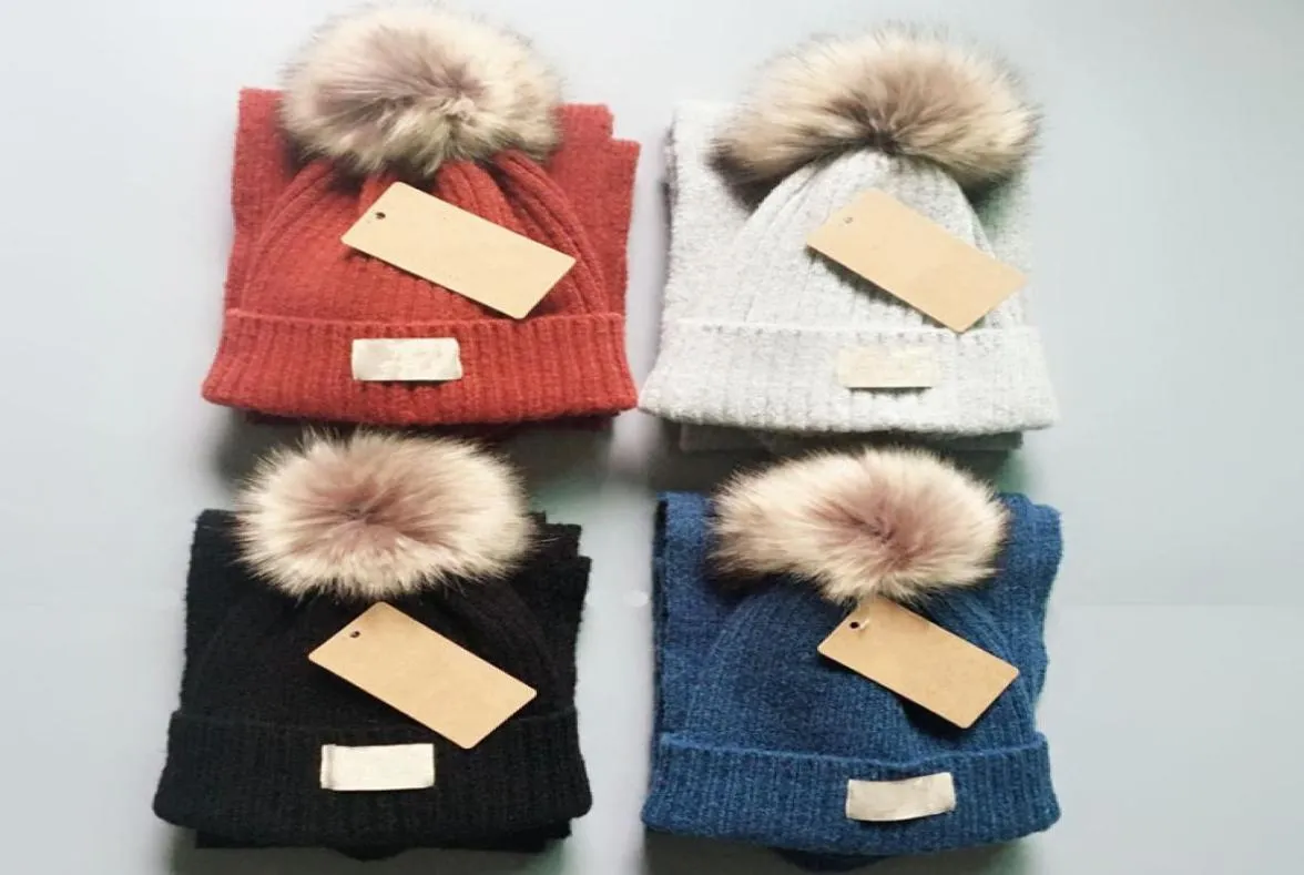 Бренд Kid вязаные шляпы шляпы Sarves Sets Winter Designer Baby Scarf Cap Swork Color Kids Hat Sarfs High Caffice6529986