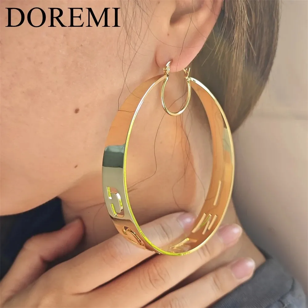 DOREMI Big Hoop Modern Earrings Gold Earring Stainless Steel Plated Hollow Name Letters Custom 231225