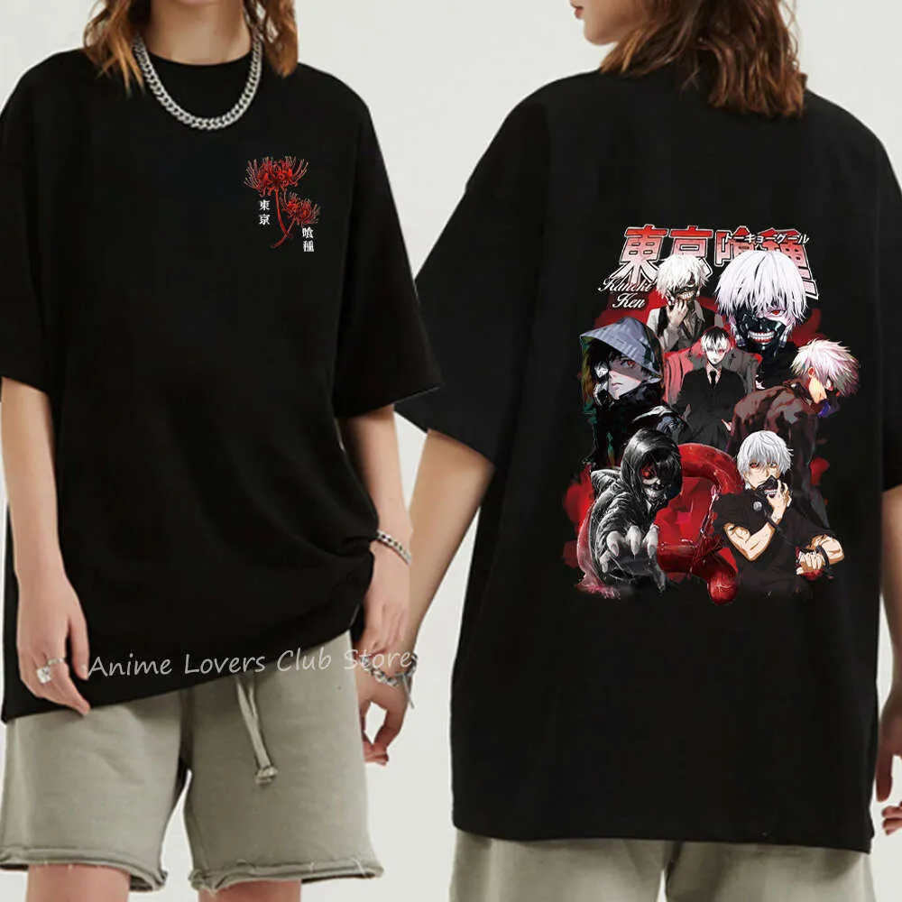 100% Cotton T-shirts Anime Kaneki Ken Shirts Tokyo Ghoul Streetwear T-shirt Short Sleeve Casual Summer Man Woman T Shirt