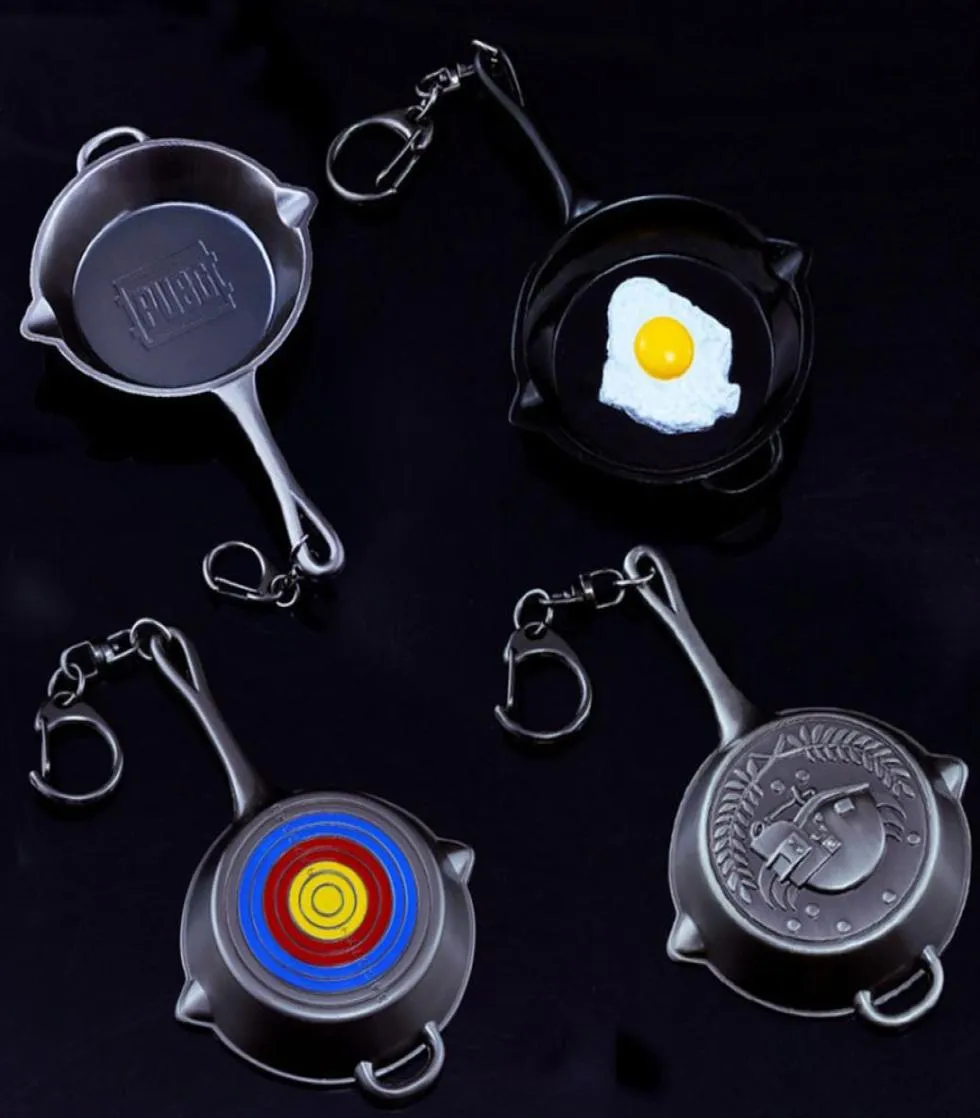 MEIDI Game PUBG 4 Styles Frying Pan Keychain with Olive Branch BullsEye Pattern Figure Key Holder Accessory for Fan SP13493389529