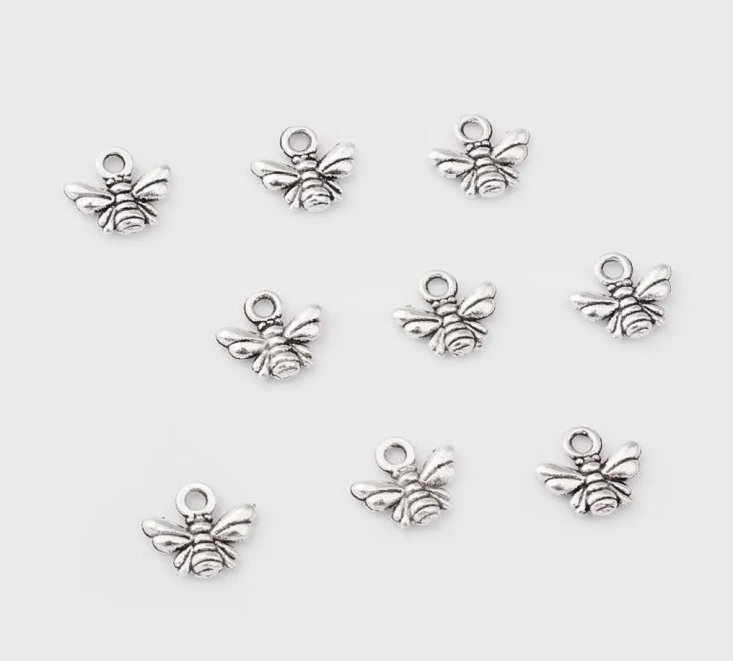 200Pcs alloy Bee Antique silver Charms Pendant For necklace Jewelry Making findings Craft 11x10mm2570073